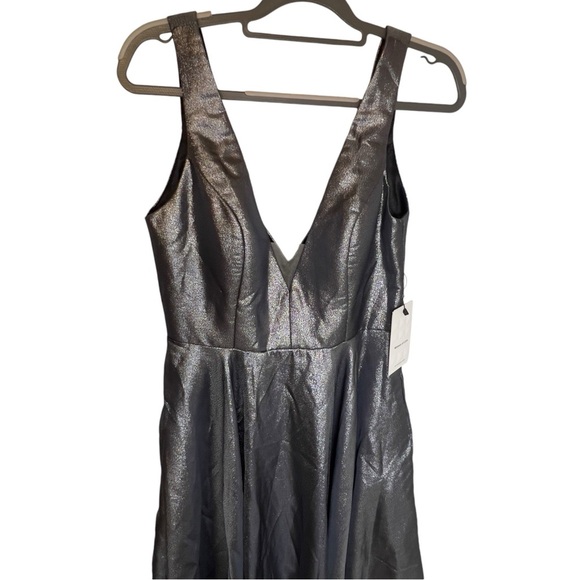 Witness Of Love Gun Metal Metallic Shimmer Prom Formal Cocktail Fairy Goth Gown - Picture 3 of 13